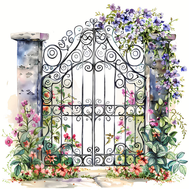 Garden Gate,Flowers,Iron Gate