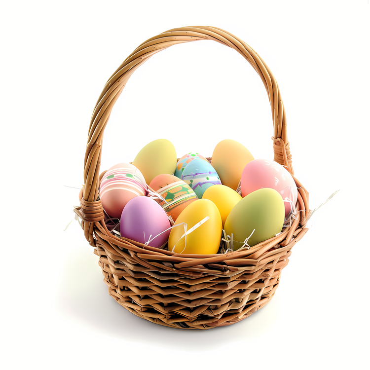 Easter Basket,Easter Eggs,Wicker Basket
