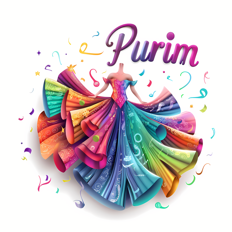 Purim,Colorful Dress,Papercut
