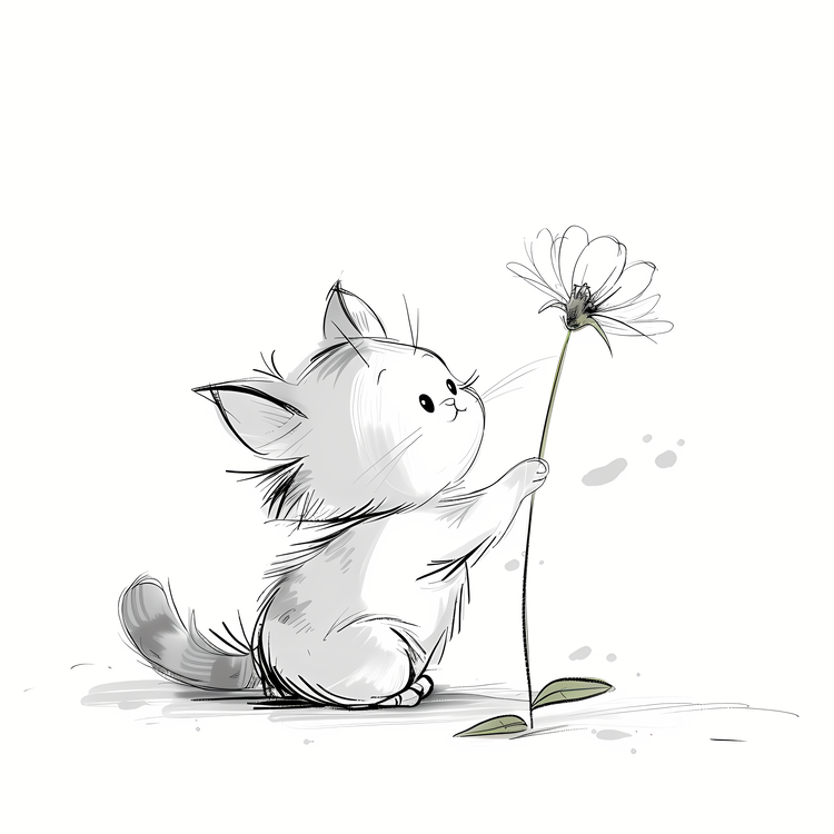 Little Cat Playing Flowers,Cat,Flower