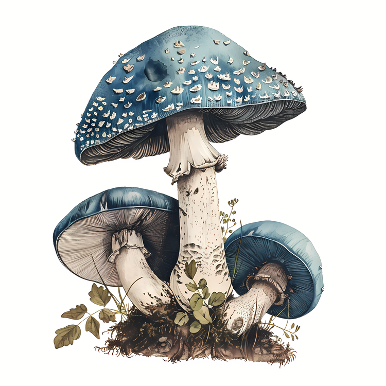 Common Mushroom,Mushrooms,Blue