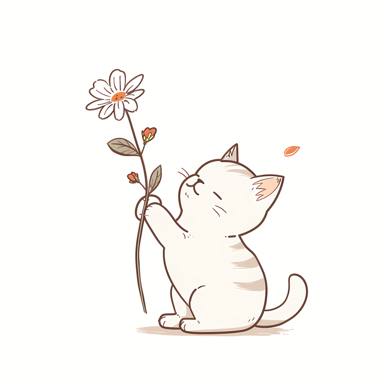 Little Cat Playing Flowers,Cat,Kitten
