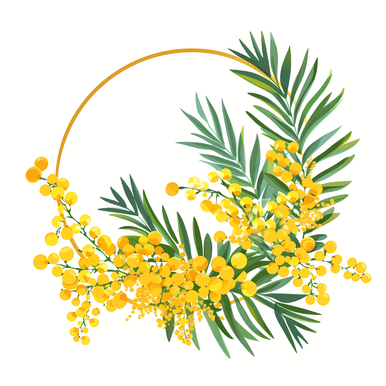 Mimosa Flowers,Floral,Wreath
