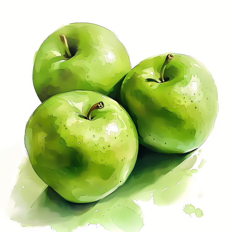 Green Apples,Apples,Watercolor Painting
