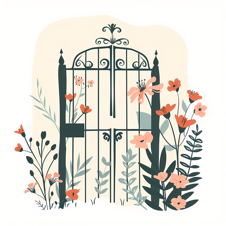 Spring Garden Gate,Garden Gate,Flower Garden