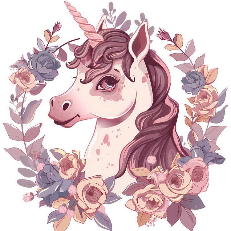 Unicorn Floral,Unicorn,Pink Unicorn