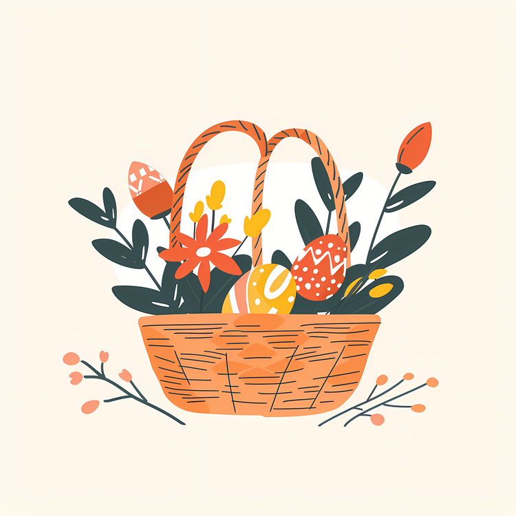 Happy Easter,Easter Basket,Flowers