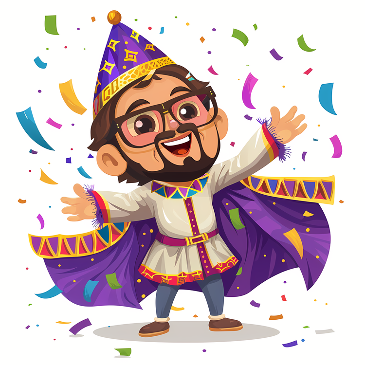 Purim,Cartoon Character,Happy Man In Costume