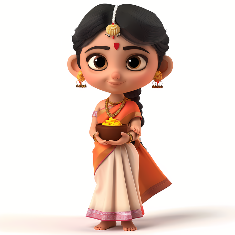 Happy Ugadi,Girl With Bowl,Indian Princess