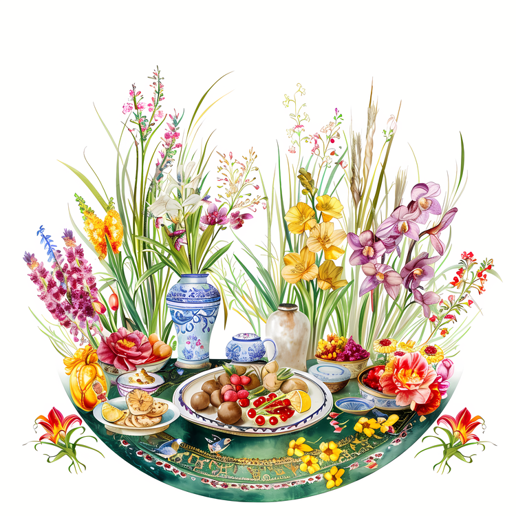 International Nowruz Day,Watercolor,Bouquets
