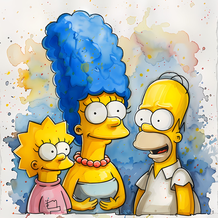Simpsons,Watercolor,Family