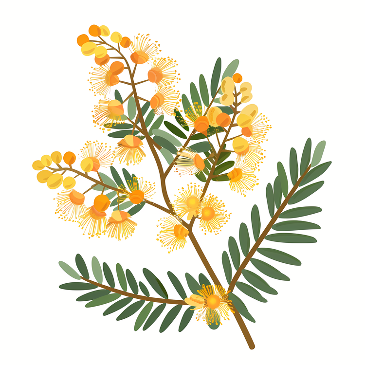 Mimosa,Orange Blossoms,Eucalyptus Tree