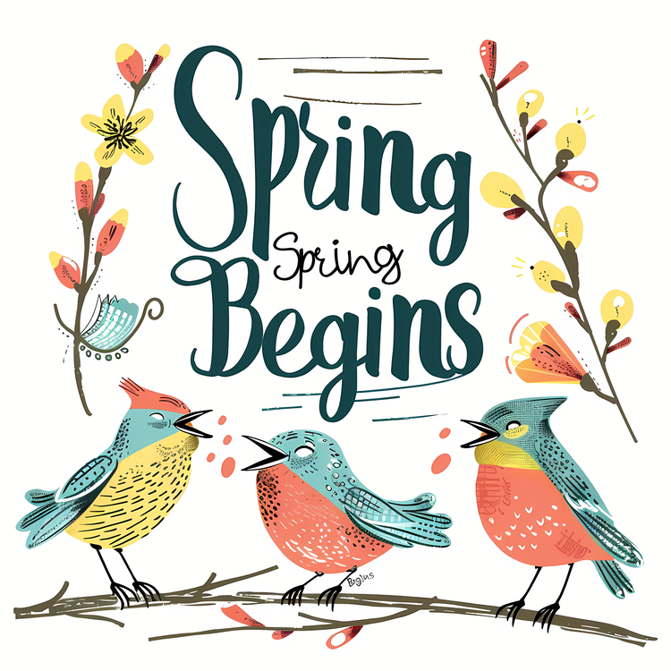 Spring Begins,Bird Illustration,Spring Illustration