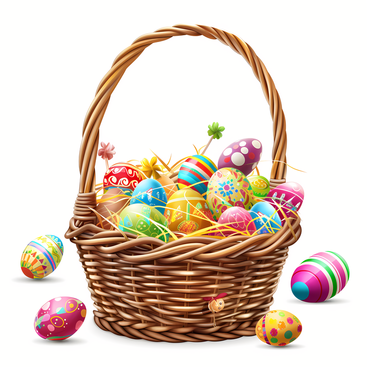 Easter Basket,Basket Of Eggs,Holiday Basket