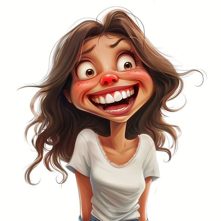 Lets Laugh Day,Cartoon Character,Woman With Red Lips