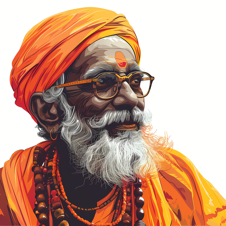 Indian Man,Orange,Sari
