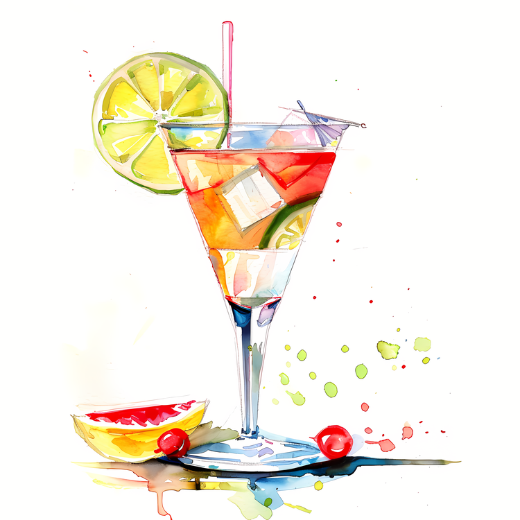 Cocktail Day,Watercolor,Mixed Media