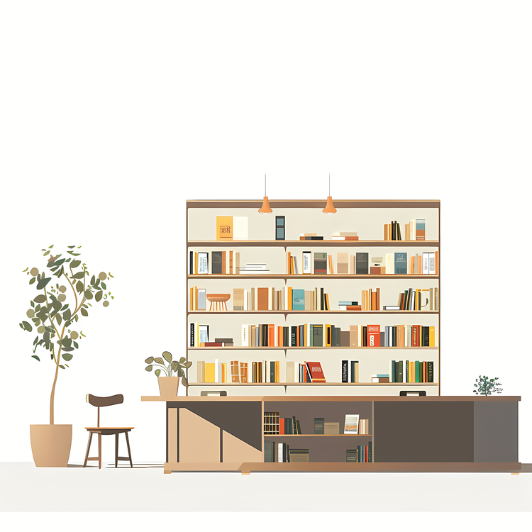 Bookstore,Bookshelf,Desk