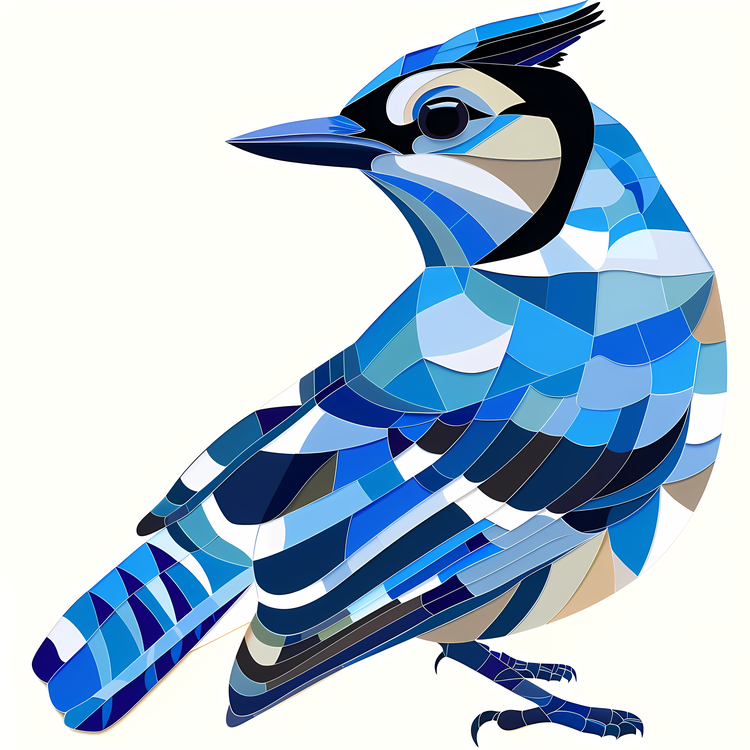 Blue Jay,Blue Bird,Geometric Design
