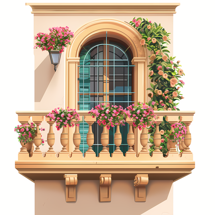 Balcony With Flowers,Balcony,Window