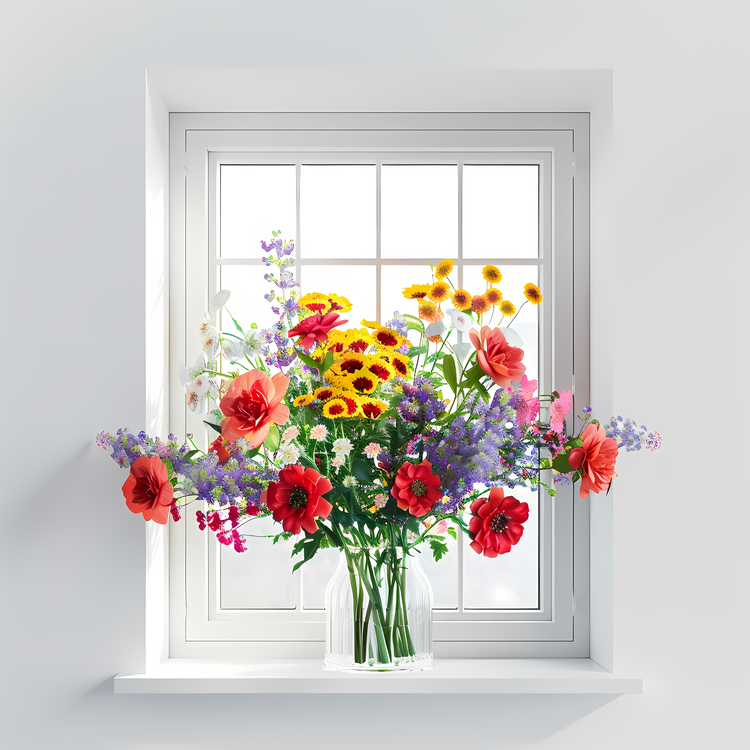 Window With Flowers,Flowers,Vase