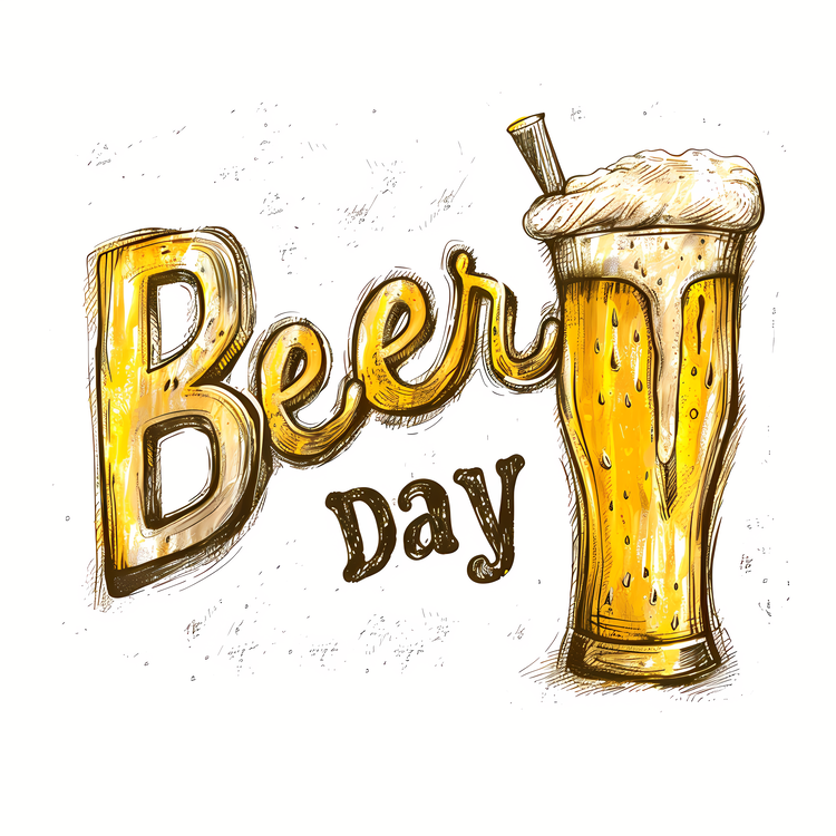 Beer Day,Hand Drawn Beer Glass,Beer Drinking