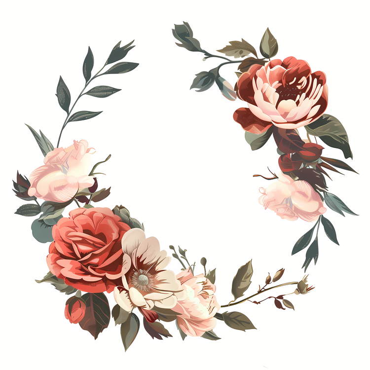 Flower Wreath,Floral Wreath,Red Roses