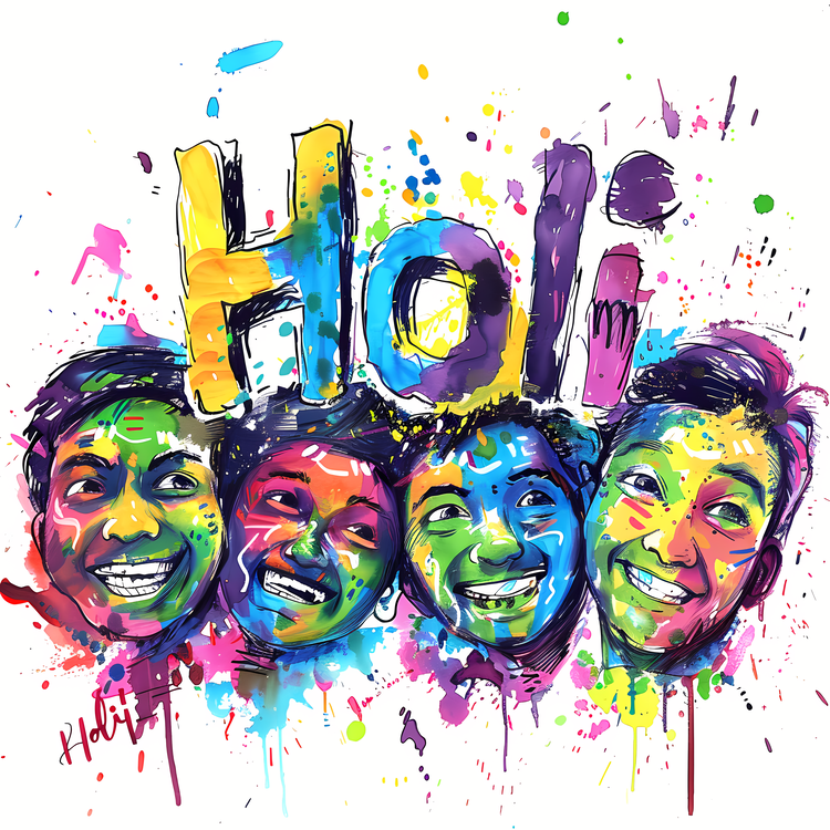 Holi,Colored Paint,Faces