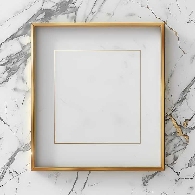 Gold Frame,Marble,White