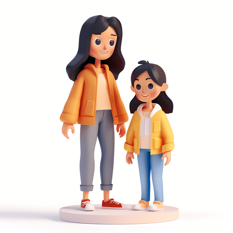 Mother And Daughter,Mother And Child,3d Model