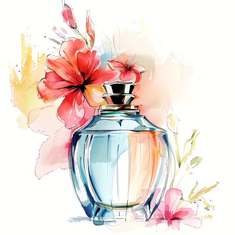 Fragrance Day,Perfume Bottle,Watercolor