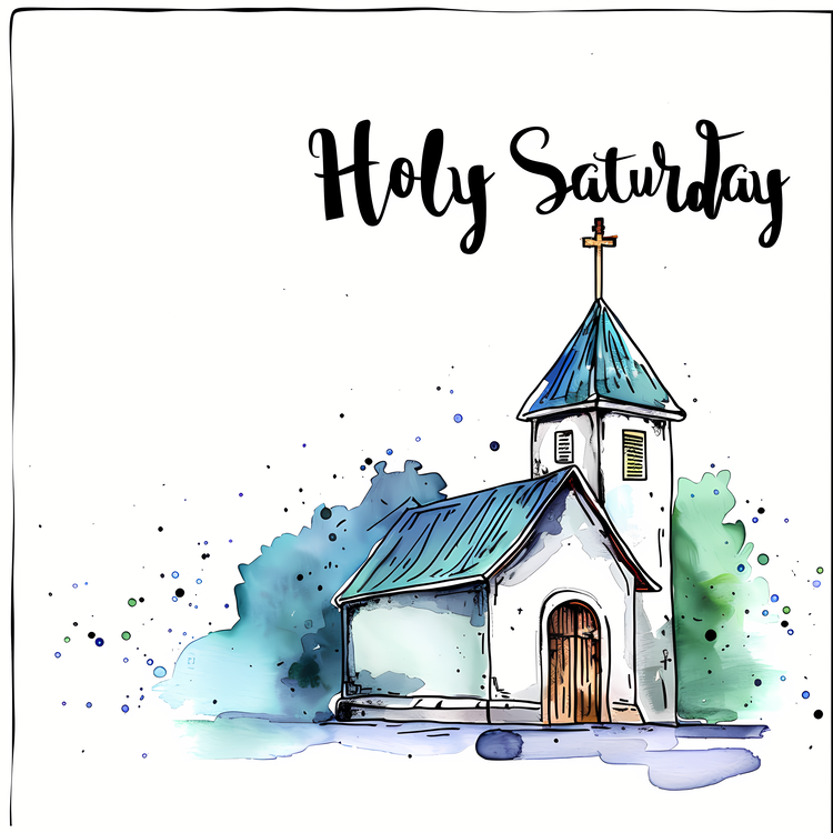 Holy Saturday,Church,Watercolor