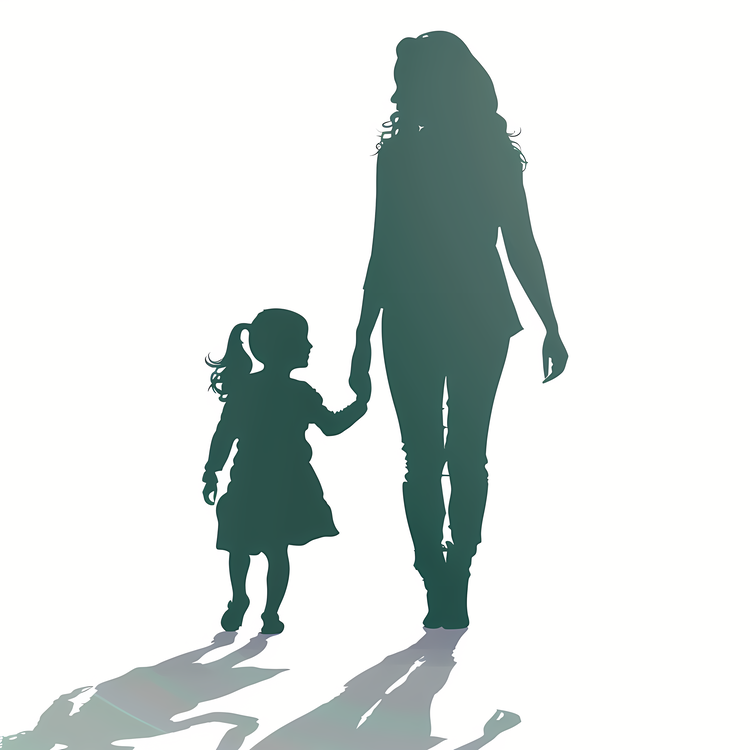 Mother And Daughter,Silhouette,Woman