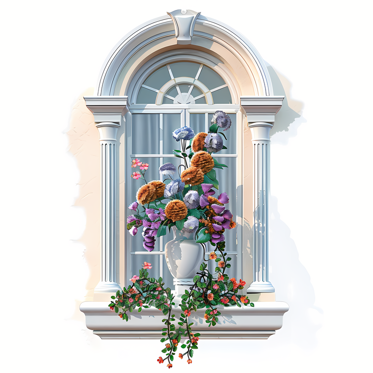 Window With Flowers,Window,Flower Vase
