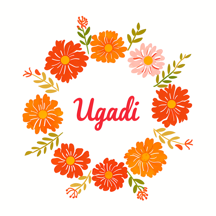Happy Ugadi,Flower Wreath,Colorful Bouquet