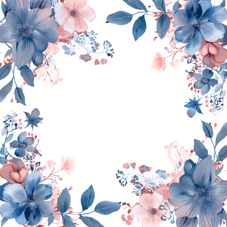 Floral Frame,Floral Design,Watercolor Illustration
