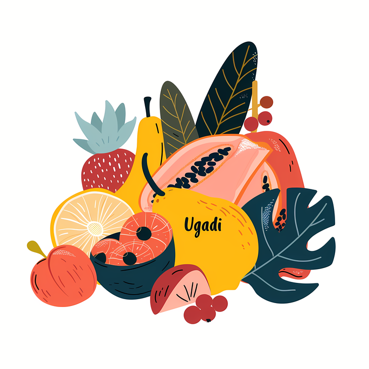 Happy Ugadi,Fruit,Food Illustration