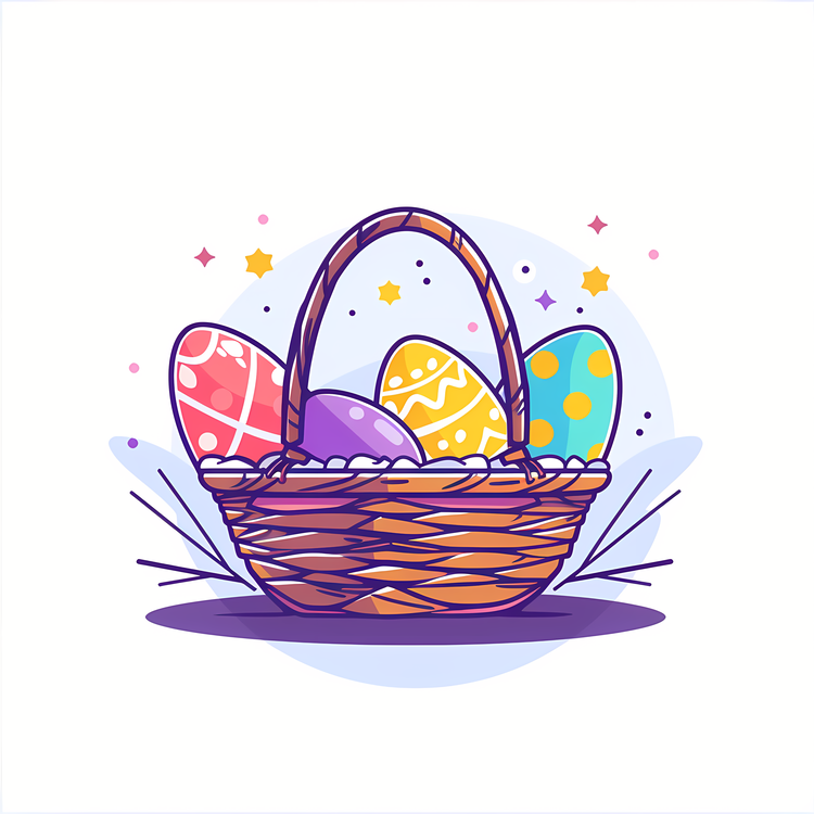 Happy Easter,Basket,Colorful Easter Eggs
