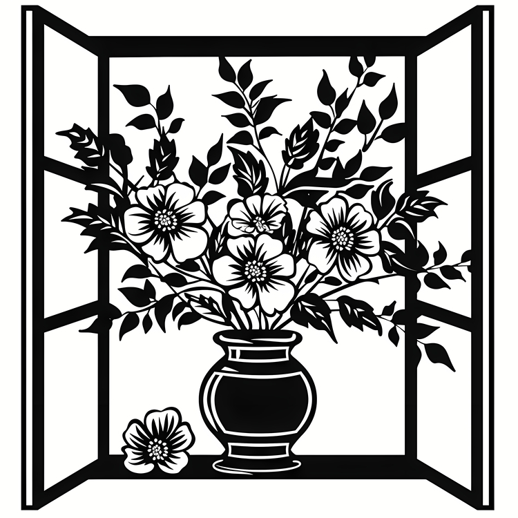 Window With Flowers,Window,Vase