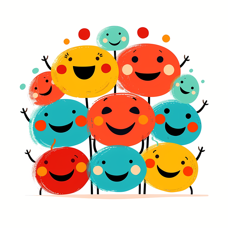 International Day Of Happiness,Happy Smiles,Colorful Illustration