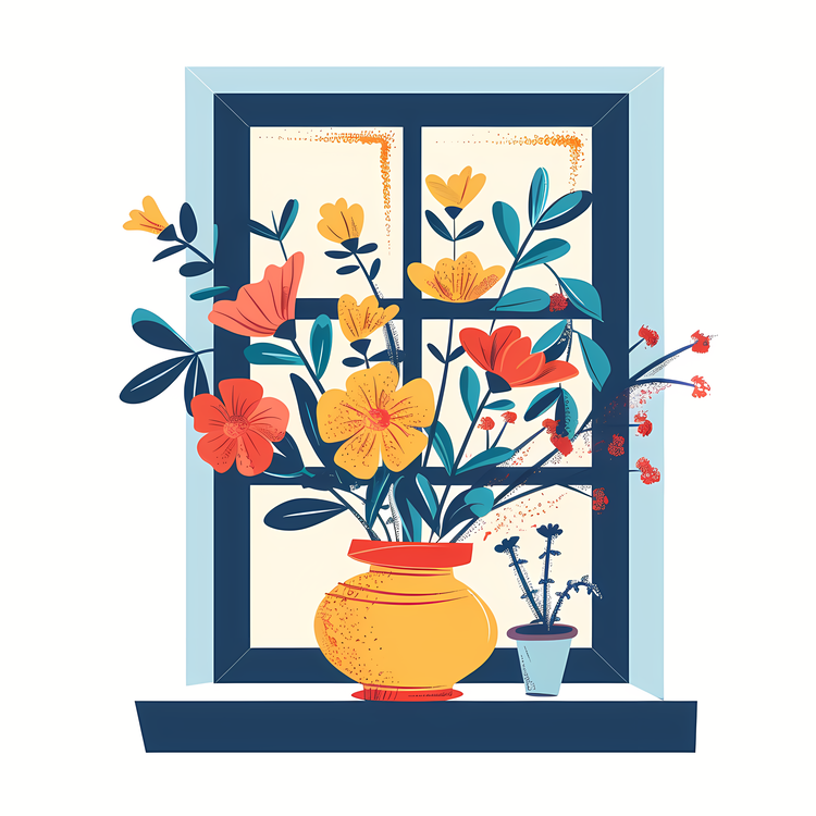Window With Flowers,Window,Vase