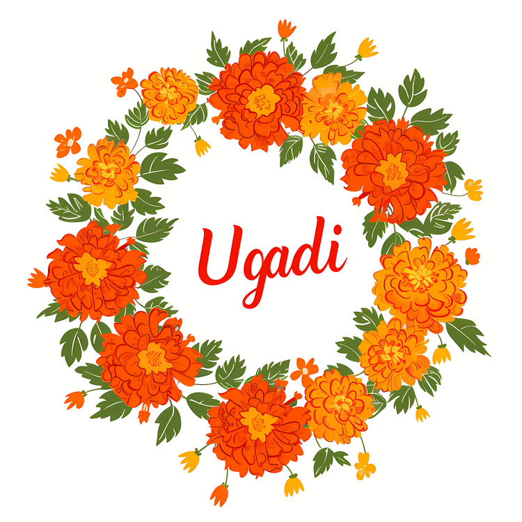 Happy Ugadi,Wreath,Floral Wreath