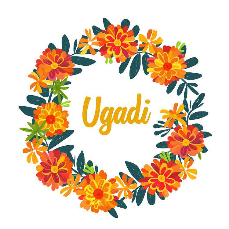 Happy Ugadi,Bouquet,Wreath