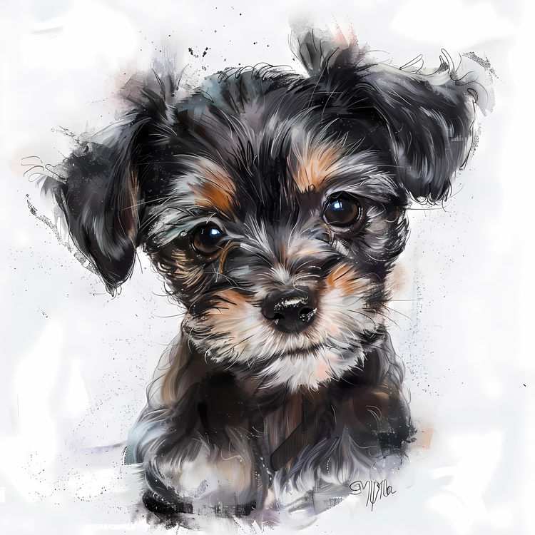 Puppy Day,Painting,Portrait