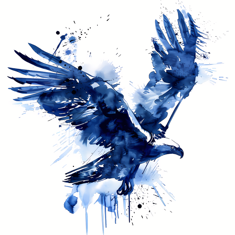 Watercolor Painting Eagle,Wing,Blue