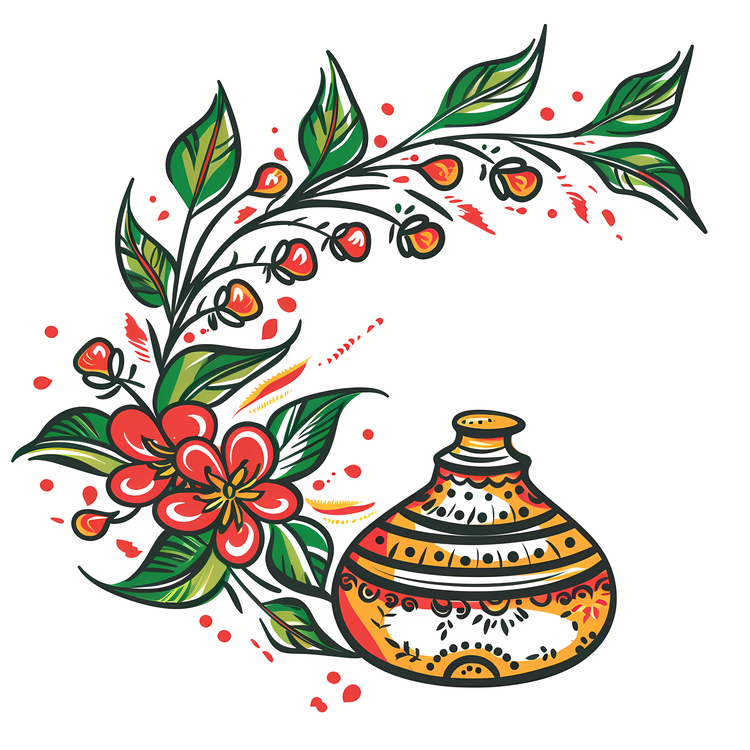 Happy Ugadi,Vase,Decorative
