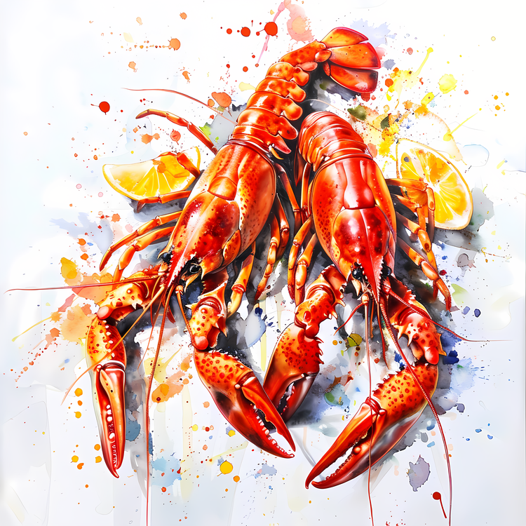 Crawfish,Watercolor,Lobsters