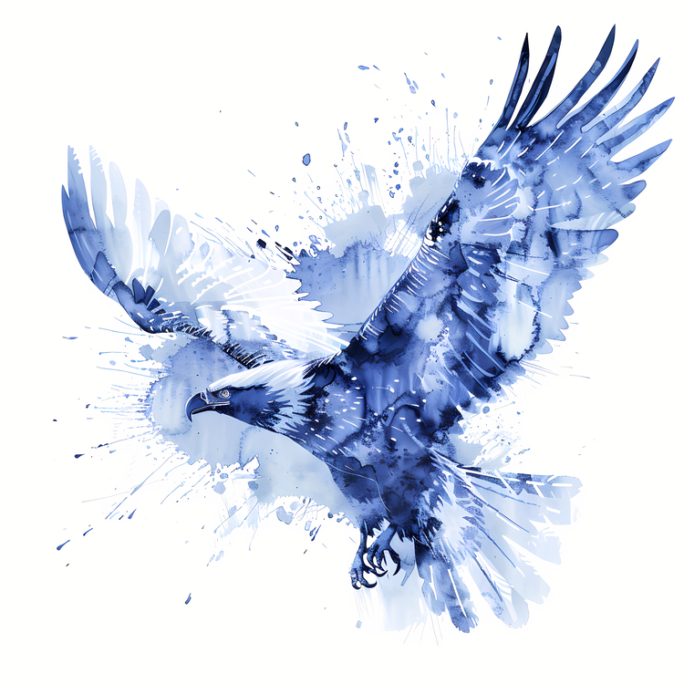 Watercolor Painting Eagle,Eagle,Blue