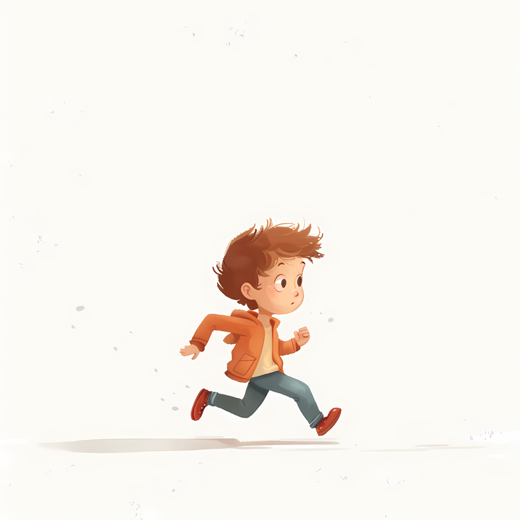 Little Boy Running,Boy,Cartoon