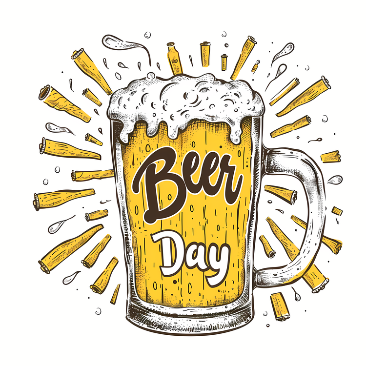 Beer Day,Hand Lettering,Glass Of Beer